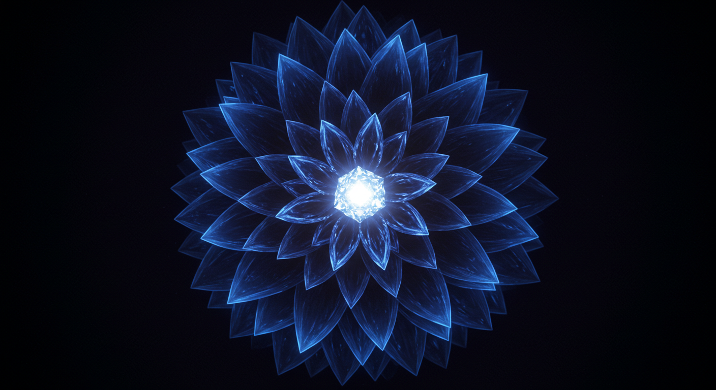 A blue gem with glowing, concentric rings emanating from it, representing performance.